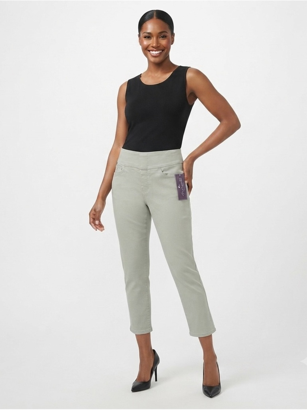Gloria Vanderbilt Amanda Pull On Capri Frosted Glass Size 6